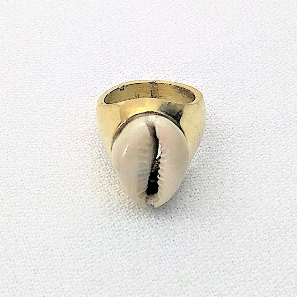 Brass Cowrie Shell Ring